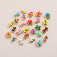 Stainless Steel Gold PVD Plated Colorful Enamel Bubble Letter Alphabet Initial Charm DIY Name Letter Accessories Jewelry Fitting