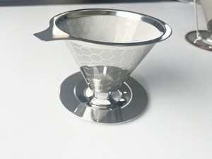 Goutteur de cône de <span class=keywords><strong>café</strong></span> de type nid d'abeille en acier inoxydable 800 double couche 304 mesh tasse en silicone anneau pour filtre - Product Image 6