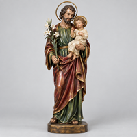 Statue en bronze peinte de Saint Joseph avec l'Enfant Jésus, statue religieuse catholique