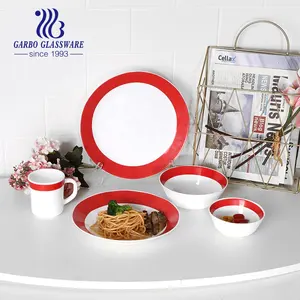 新设计中国供应商圆形耐热贴花蛋白石玻璃器皿板蛋白石玻璃餐具蛋白石玻璃板