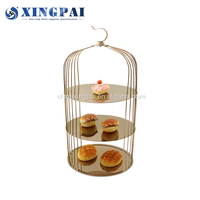 XINGPAI Dubai Offre Spéciale or cage à oiseaux gâteau support haut thé présentoirs pour banquet fête