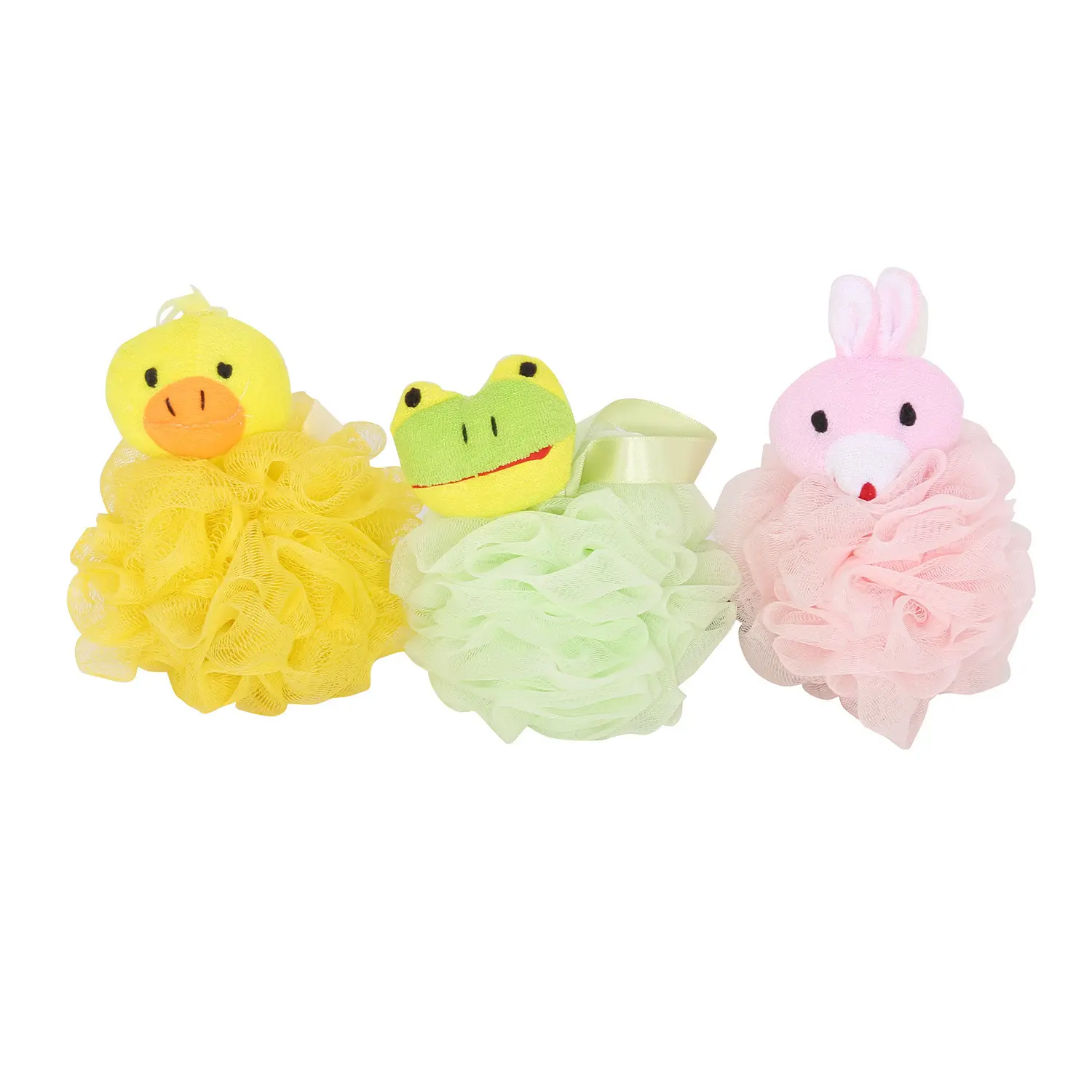 Renkli sevimli vücut puf hayvan şeklinde lif kabağı file duş süngerleri bebek çocuklar için sünger