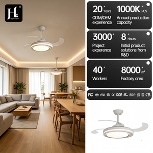 โคมไฟพัดลมเพดาน LED รุ่นใหม่ พร้อมมอเตอร์ DC ใบพัด 3 ใบ ควบคุมด้วยรีโมท ปรับความสว่างได้ แสงสีขาวนวล 2700K แบบติดเพดาน สำหรับห้องนั่งเล่น - Product Image 3