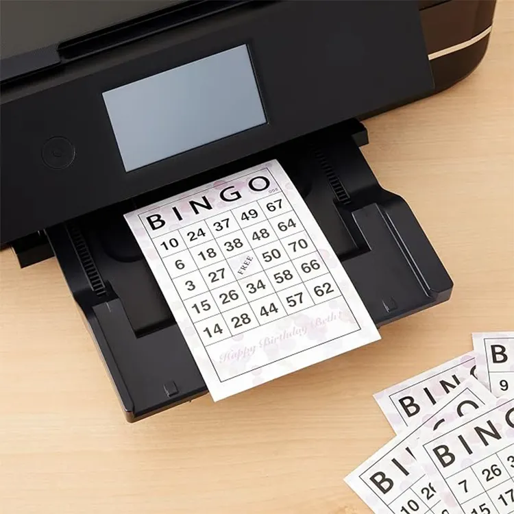 Herstellung von Bingo-Spiel-Tickets Schlussverkauf neues Bingo Druckpapier benutzerdefinierte Nummern Bingo-Karte