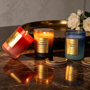 Bougie parfumée en cire de soja Oscenoia, pot en verre, aromathérapie, parfum frais de lin, poire, bois de cèdre, amour Paris, décoration de luxe pour la maison - Product Image 2