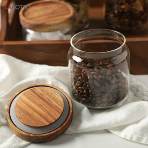 Frascos de Vidrio de Borosilicato de Alta Calidad para Almacenamiento de Alimentos, Frascos Cuadrados y Redondos con Tapas de Madera de Bambú, Venta al por Mayor - Product Image 4
