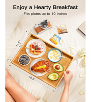 Plateau de petit-déjeuner pliable en bambou écologique de qualité alimentaire, gravure personnalisée du logo, table de service portable pour la maison, le camping en plein air