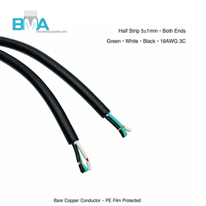 Faisceau de câbles enroulés SVTO 18AWG 3 conducteurs 94CM/3.08ft PVC noir demi-bande 5mm pour contrôle industriel et connexion électrique - Product Image 3