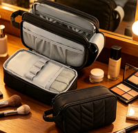 Sac de maquillage portable imperméable, léger, doux et moelleux, de qualité supérieure, extra résistant, pour les voyages et les articles de toilette pour femmes