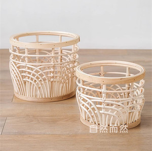 Home Decorations Woven Rattan Storage Basket Natural Plant Pot Fruit Basket
