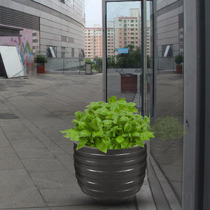 Fiberglass Flower Pot Circular <b>Large</b> Outdoor Modern Minimalist Shopping Mall <b>Planters</b> - Product Image 2