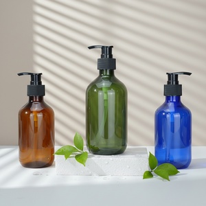 Contenants en plastique PET 300 ml marron, flacon de savon liquide rechargeable 200 ml, distributeur ambré, ensemble de flacons de lotion vides 500 ml - Product Image 1