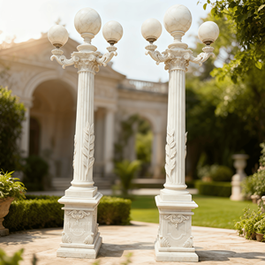 Lampe Sculpture de Statue de Femme en Marbre Blanc Solide Sculptée à <span class=keywords><strong>la</strong></span> Main sur Mesure Design Européen pour <span class=keywords><strong>la</strong></span> Décoration de <span class=keywords><strong>la</strong></span> Cour du Manoir - Product Image 4