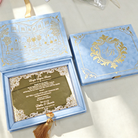 Cartes d'invitation de mariage en acrylique et coffret cadeau avec monogramme personnalisé, impression dorée, finition miroir, souvenir de luxe