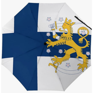 Parapluie pliant entièrement automatique de haute qualité, série à motif drapeau du pays, thème <span class=keywords><strong>Finlande</strong></span>, partenaire de <span class=keywords><strong>voyage</strong></span> fiable et agréable - Product Image 4