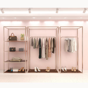 Negozio di <span class=keywords><strong>abbigliamento</strong></span> femminile espositore a doppio strato dorato centro commerciale appendiabiti atmosferico negozio di <span class=keywords><strong>abbigliamento</strong></span> femminile - Product Image 2