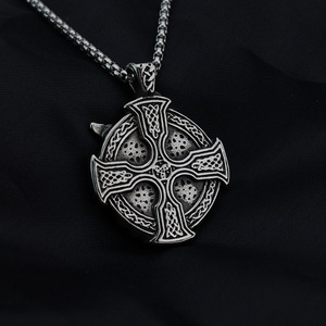 Vintage Nordic Style Men's Stainless Steel Viking Odin Pendant Necklace <b>Cross</b> Charm Gift - Product Image 2