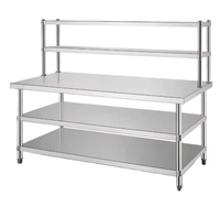Mesa de Trabajo de Acero Inoxidable 201/304 con Estante Superior para Cocina y Banco de Trabajo, Suministros para Hoteles y Restaurantes, Mesa de Cocina Industrial