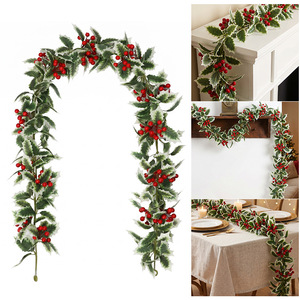 Guirlande artificielle de houx Hirohi 100-200 cm en plastique et tissu, décoration de table de Noël pour événements festifs et décoration intérieure - Product Image 3