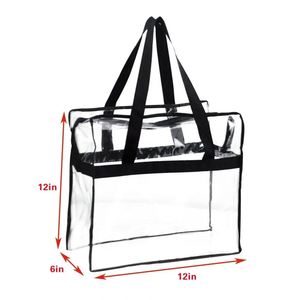 Sac fourre-tout transparent en PVC imperméable pour femme avec fermeture éclair, design personnalisable - Accessoire de shopping toutes saisons - Product Image 3