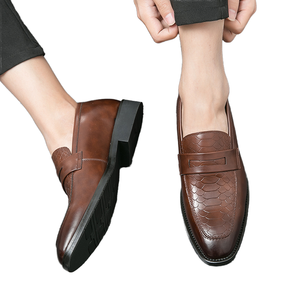 Zapatos de Vestir de Oficina Negros y Marrones, Transpirables, Ligeros, Antideslizantes, que Aumentan la Altura, Mocasines Sólidos Sin Cordones, Cerrados, Cómodos y Planos - Product Image 1