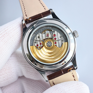 Montre à remontage automatique avec affichage de la date complète, mouvement résistant aux chocs, boîtier diamanté Stealth Wealth marron, vente flash - Product Image 5
