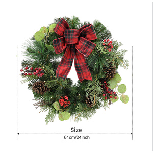 Good Selling Customized Eco-Friendly <b>Pinecone</b> Red Fruit Decorative Christmas Artificial Wreath - Product Image 2