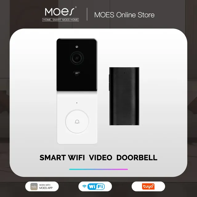 MOES Tuya Smart WiFi Video Doorbell Camera with 2-Way Audio Intercom Night Vision MOES App Support for Home Security