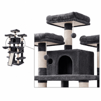 Arbre à chat multi-niveaux de luxe, extra haut, double, avec hamac et rampe à gratter, pour chatons et chats adultes