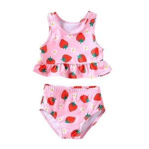 Nouveau <span class=keywords><strong>maillot</strong></span> <span class=keywords><strong>de</strong></span> <span class=keywords><strong>bain</strong></span> bébé filles rayé imprimé fendu <span class=keywords><strong>fraise</strong></span> pour enfants - Product Image 5