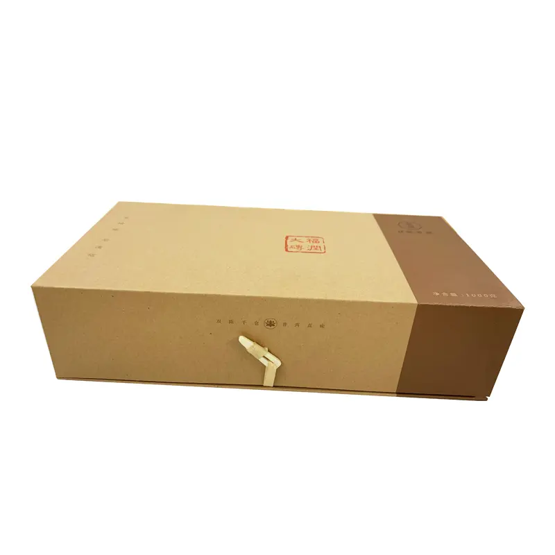 Custom printing claret luxury kraft tea gift box coffee tea cup set packing gift box with drawer with insert and handle