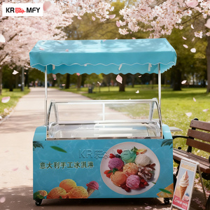 Armoire congélateur à glaces, vitrine à gelato, chariot de vente rapide en métal résistant à la rouille avec auvent - Product Image 3