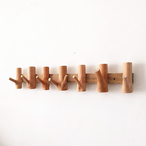 Solid Wood Wall Hooks Tree Branch Shape 10-15kg Load Capacity For Entryway Coat <b>Key</b> <b>Hangers</b> - Product Image 1