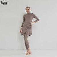 Burkini musulman personnalisé en tissu léger, maillot de bain islamique modeste avec hijab et tunique
