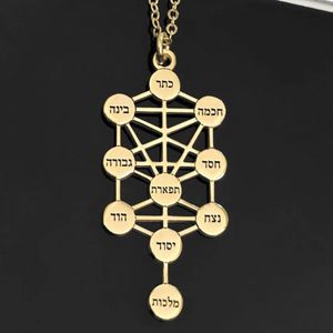 Vente en gros personnalisé Kabbale Arbre de vie Collier plaqué or 18 carats étanche Mysticisme Kabbale Pendentif Hébreu Bijoux Cadeaux - Product Image 3