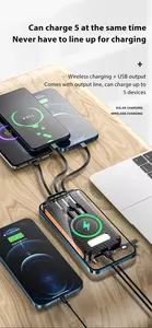 2024 tragbare Solarenergieprodukte Die neue Solarladegerät-Powerbank eingebaute 3 Kabel tragbare kabellose Solar-Powerbank