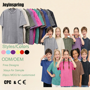 เสื้อยืดโอเวอร์ไซส์วินเทจสำหรับเด็กผู้หญิงและเด็กผู้ชาย น้ำหนัก 230 กรัม ทรงหลวม ไหล่ตก แขนสั้น ผ้าฝ้ายฟอก ย้อนยุค สไตล์ดิสเทรส ขายส่ง - Product Image 1