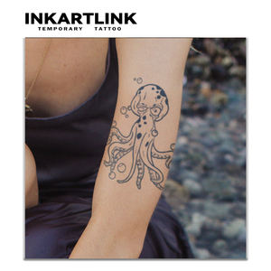 Autocollant de tatouage semi-permanent réaliste en forme de pieuvre de dessin animé, longue durée 15 jours, pour hommes et femmes, art corporel pour bras, vente en gros - Product Image 2