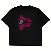 Transferts thermocollants personnalisés en strass pour T-shirts, motifs de rouge à lèvres en strass