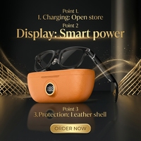 Étui de chargement en cuir pour lunettes intelligentes, pochette de transport pour lunettes avec affichage numérique de la batterie