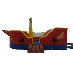 热卖充气迷你红色海盗船保镖充气障碍赛游戏儿童充气城堡