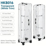 Sac de golf pour transport aérien - Housse de protection rigide transparente pour balles de golf homme/femme, valise à quatre roues, sac de transport aérien