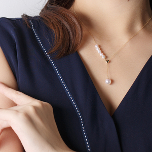 Cadena de perlas de oro <span class=keywords><strong>Real</strong></span> de 18K para mujer, collar de perlas de agua de mar de diseño único, perlas de grado 3A, cadena de eslabones ajustable para regalo - Product Image 6