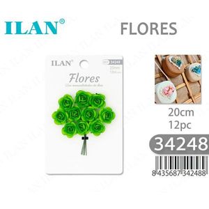 ILAN Flores, 20cm, 12 Piezas, Flores de Papel Verde para Manualidades y Decoración - Product Image 1