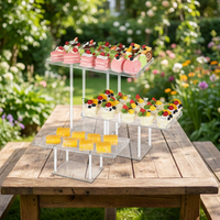 Lot de 3 présentoirs de table à dessert en acrylique transparent écologique, supports de buffet, rehausseurs pour cupcakes, pâtisseries et friandises