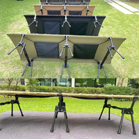 Lit pliant unique avec cadre argenté, breveté, capacité de charge de 250 kg, lit de camping portable léger pour l'extérieur