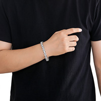 Hip Hop 9mm Byzantine Bouton Chaîne Chaîne En Laiton Cuba Chaîne Glace Zircon Collier Bracelet