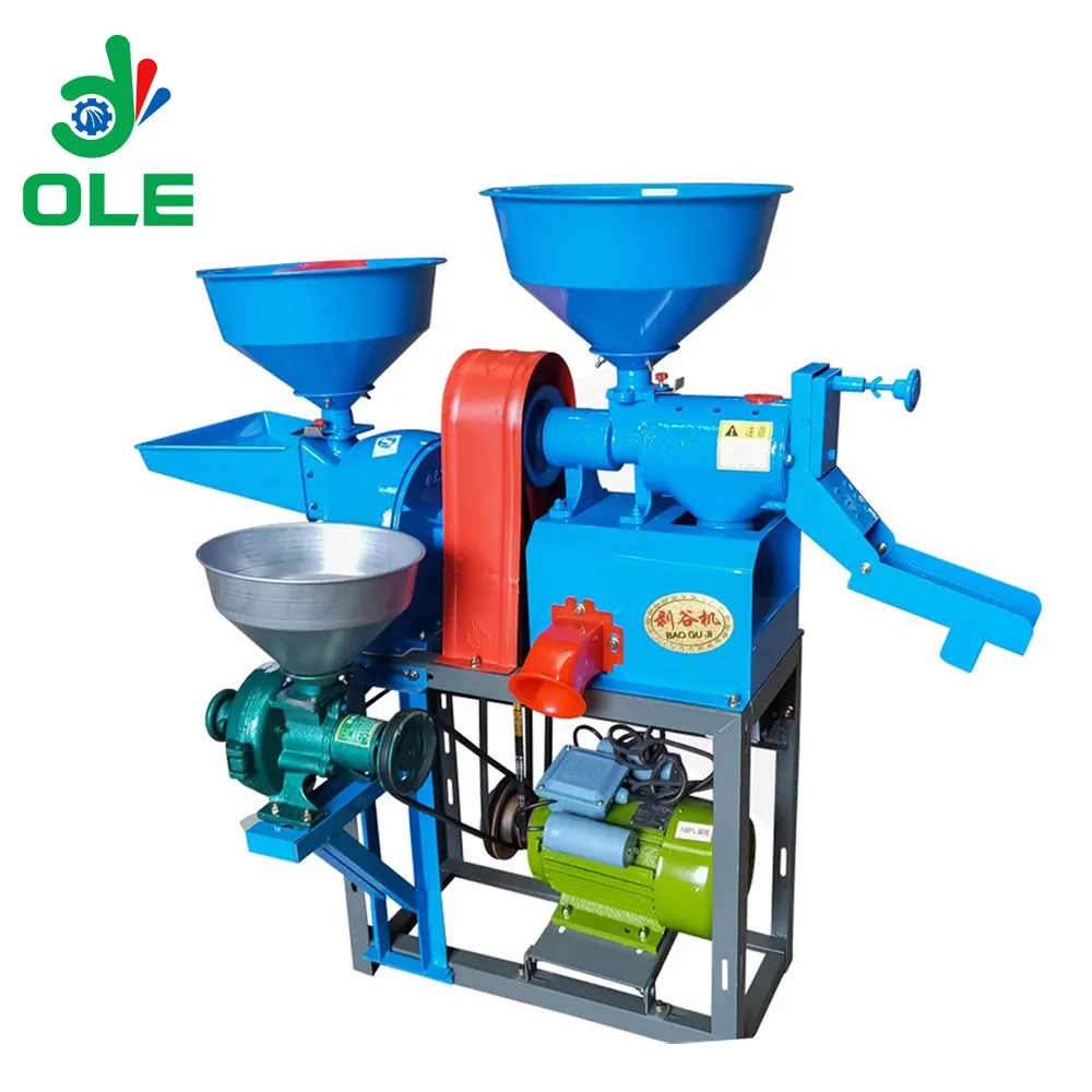 Fresatrice per riso combinata Huller tre In uno conveniente per uso agricolo 100-300kg/h macchine per la lavorazione del grano