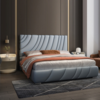 Lit capitonné de luxe au design moderne, taille King-Size, pour chambre à coucher et salon, en bois