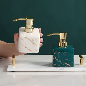 300ml Bathroom Eco-Friendly Ceramic ABS Gold Marbling Dish Soap Dispenser with Refillable Bottle Foam Hand Soap & Lotion <b>Pump</b> - Product Image 3